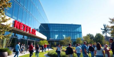Photograph of Netflix headquarters in Los Gatos, California.
