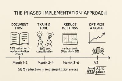 Hand-drawn horizontal timeline showing four phases