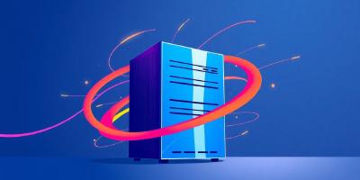 Illustration of a modern server with dynamic lines.